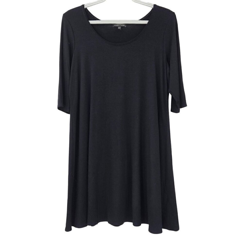 Eileen Fisher Jersey Knit Scoop Neck Tunic Top Black Women’s Size M Minimalist